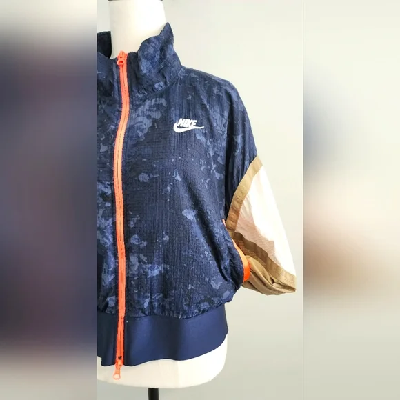 NIKE LOOSE FIT Women Jacket Size M Blue Long Sleeve Zip Pockets Nylon - Picture 12 of 15